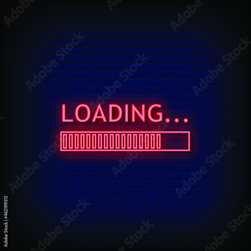 Loading Neon Signs Style Text Vector