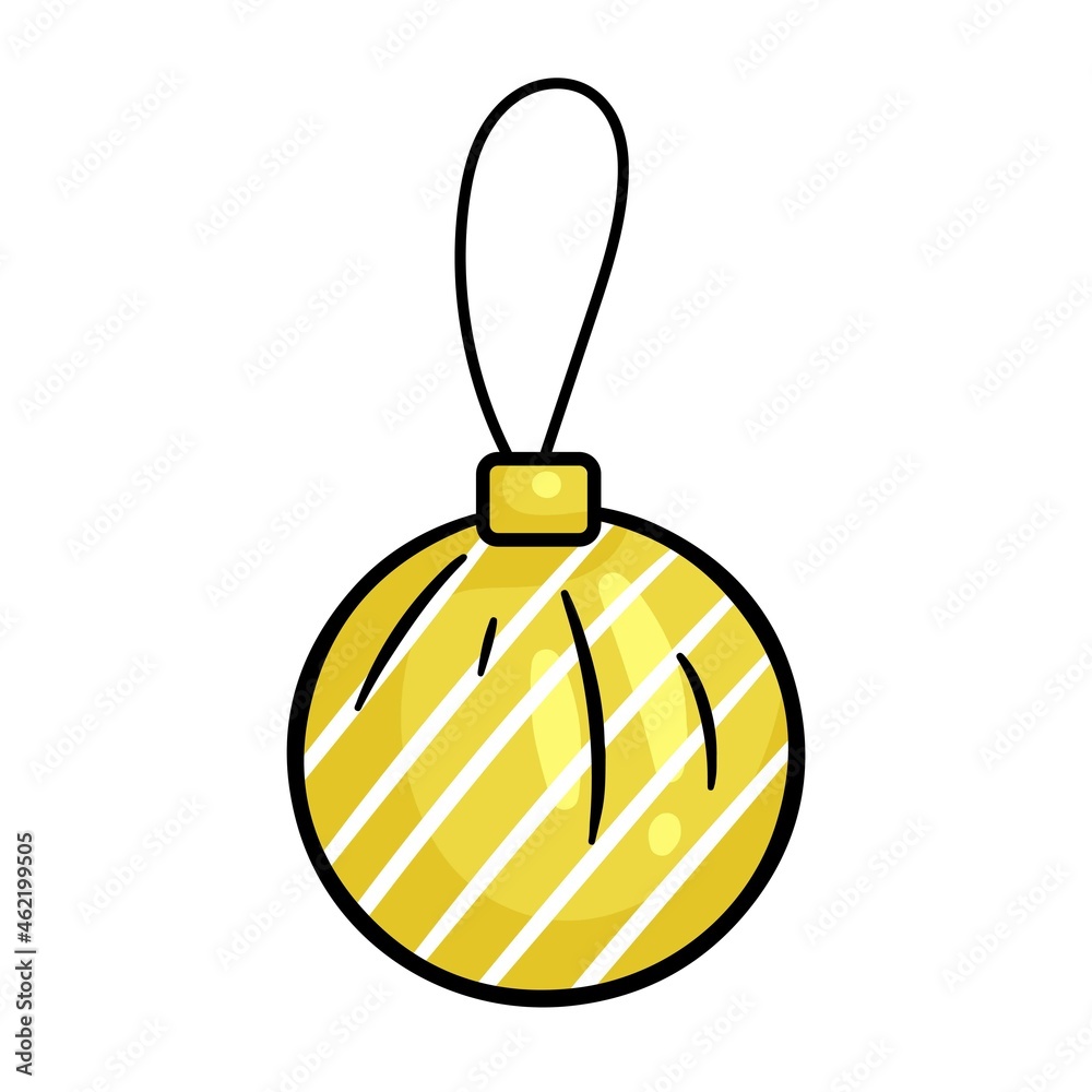 Christmas ball. Vector editable illustration isolated on white background, cartoon style. Christmas ball. Vector editable illustration isolated on white background, cartoon style.