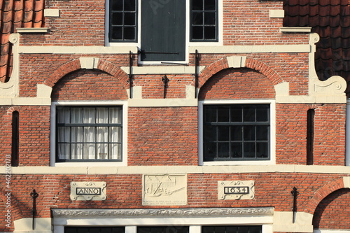 Photography Amsterdam Sloterkade Canal Historic Brick House Facade Close Up with Stepped Gab