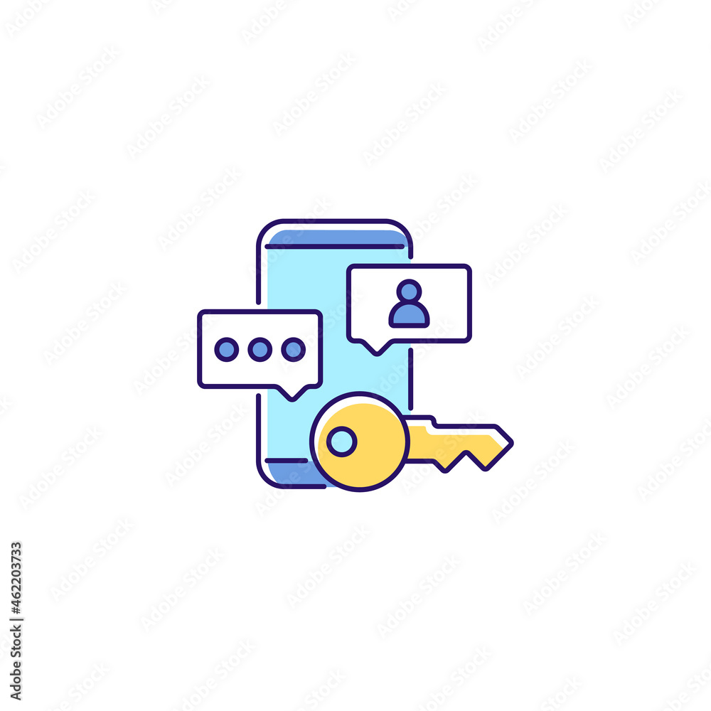 Social media password RGB color icon. Confidential user data. Internet safety. Account protection. Online privacy. Password management. Isolated vector illustration. Simple filled line drawing
