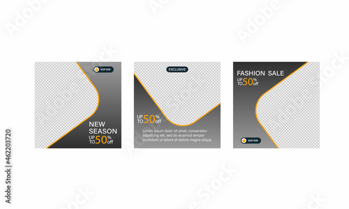 Carousel post on social network. Set of sale banner template design. Vector illustration.	