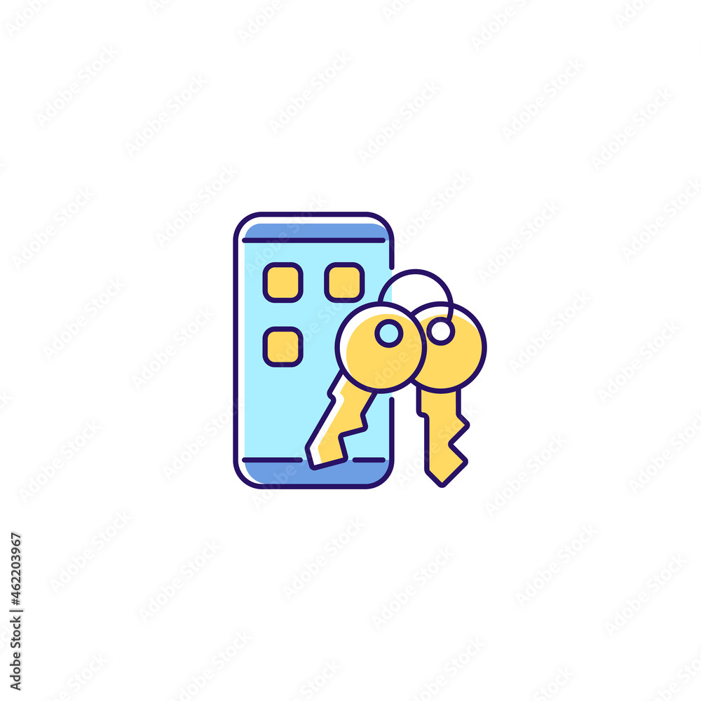 Password management app RGB color icon. Mobile phone safety. Secure smartphone. Online privacy protection. Password management. Isolated vector illustration. Simple filled line drawing