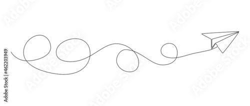 continuous single line paper plane drawing, line art vector illustration photo