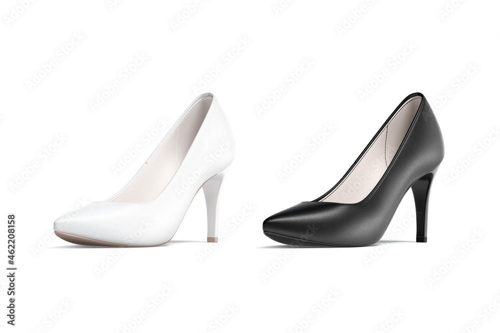 Blank black and white high heels shoes mockup, half-turned view Blank black and white high heels shoes mockup, half-turned view