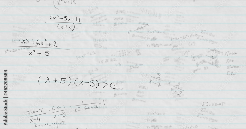 Image of mathematical formulae moving on background Image of mathematical formulae moving on background