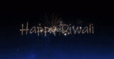 Image of happy diwali text over fireworks celebrations