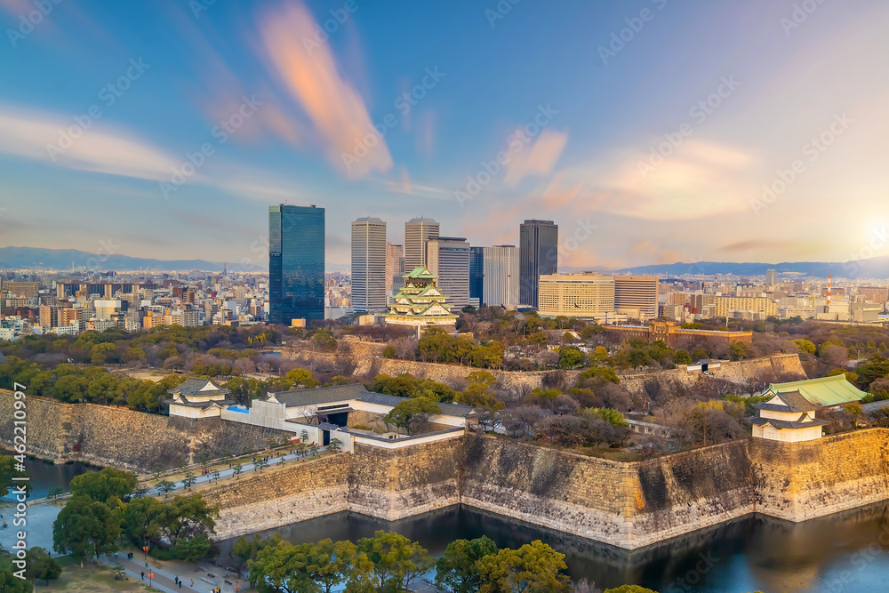 Osaka city skyline in Japan cityscape