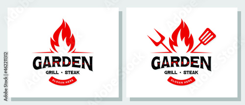 Vintage Garden Grill Barbecue Logo Design