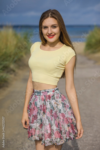 young beautiful woman in summer