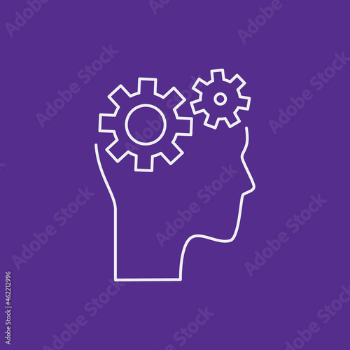 Wallpaper Mural Brainstorm and thinking line icon concept. Human head with working gears inside outline stroke element. Psychologist counseling. Editable stroke vector illustration Torontodigital.ca
