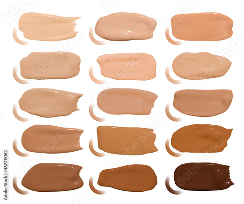 Foundation Smudges. Makeup Concealer Drops. Beige Fashion Swatch. Face Care Product. Vector Liquid Foundation Smudges. Female Make Up Smears. Skin Shade Texture. Paint Foundation Smudges.