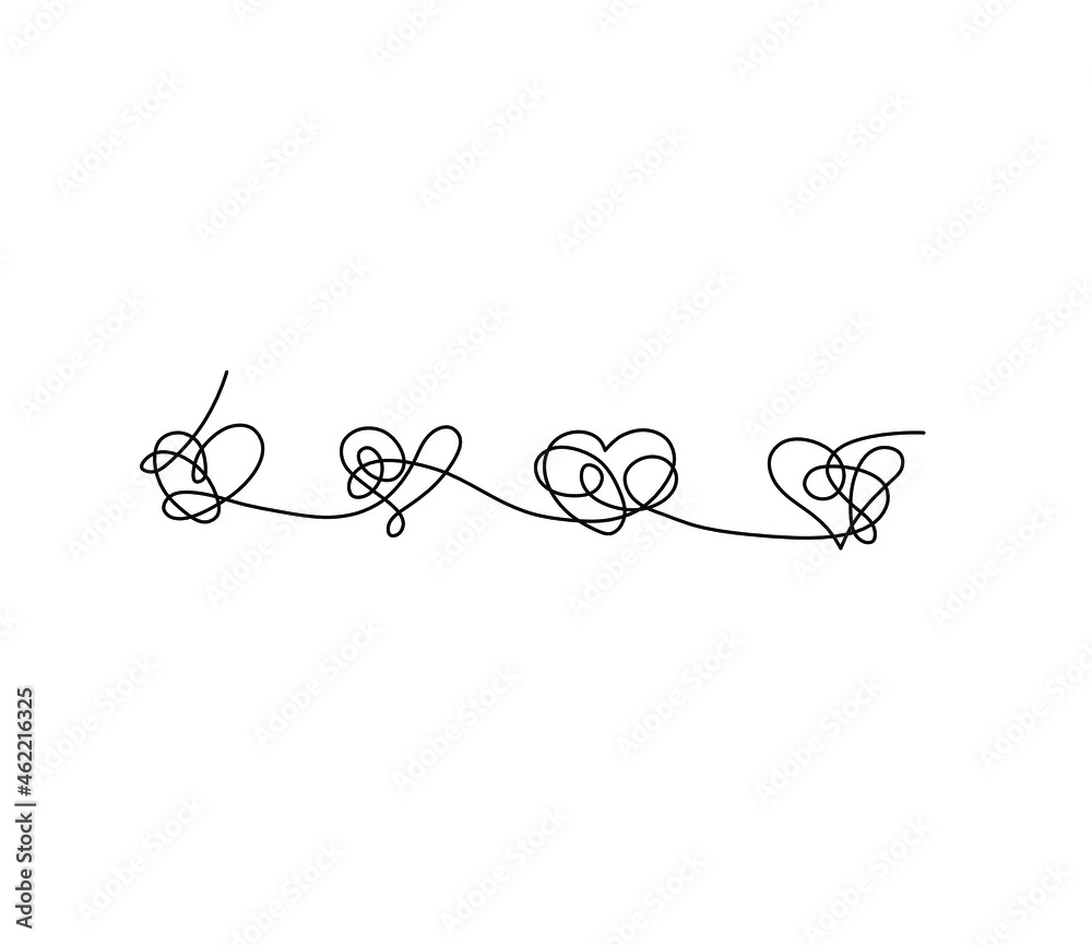 Vector isolated single line art drawn bts hearts tattoo, print, pattern,  poster, graphic art Stock Vector | Adobe Stock
