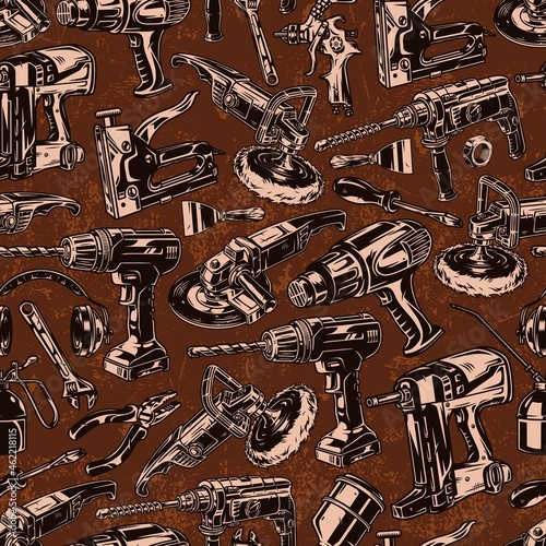 Manual worker hand tools seamless pattern