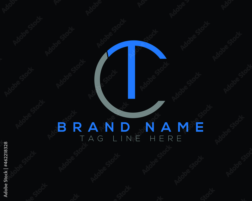 Letter TC minimal logo, blue thin line emblem, vector design Letter TC minimal logo, blue thin line emblem, vector design