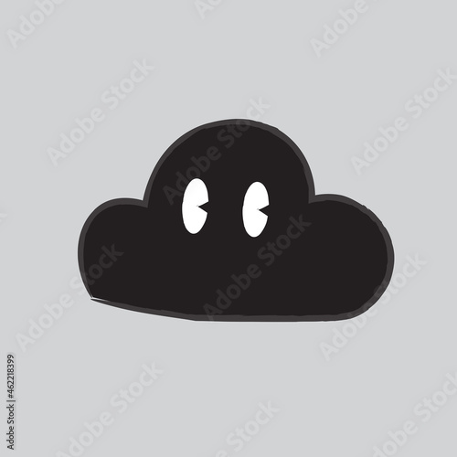 A Cute Hand Drawn Dark Rain Cloud - Amazing cute minimalist vector black cloud character suitable for apps, sticker, children book, decoration, animation, design assets and illustration in general