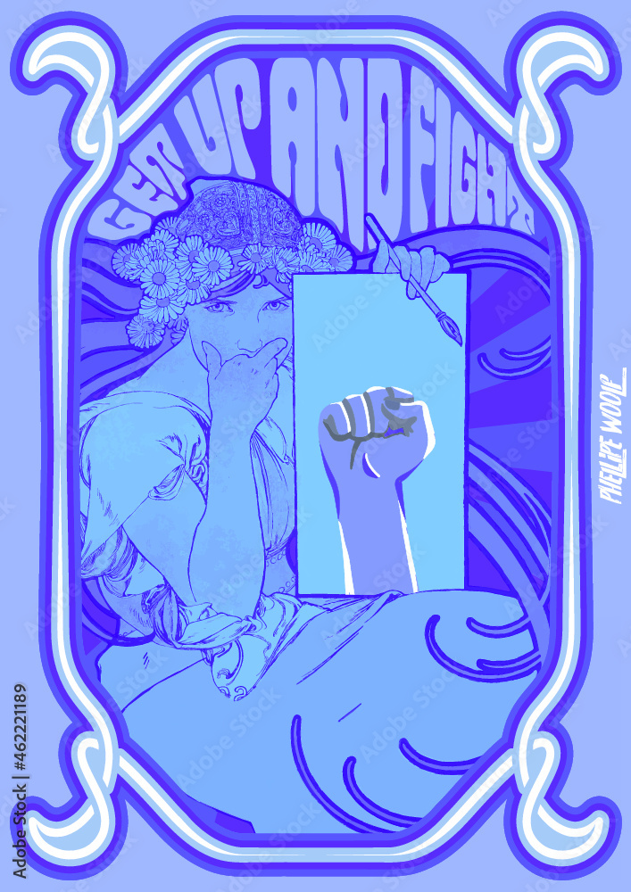 Art Nouveau protest poster in high resolution for print Art Nouveau protest poster in high resolution for print
