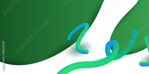 Geometric green background with dynamic shapes composition