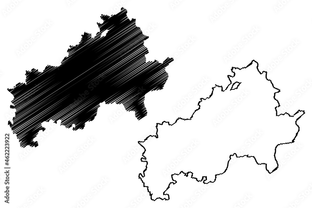 Kheda district (Gujarat State, Republic of India) map vector illustration, scribble sketch Kheda map