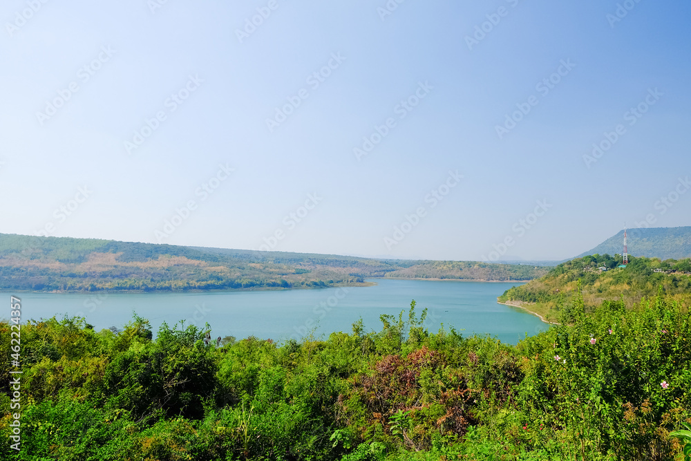 View Point of Lamtakong Dam in Nakhon Ratchasima Province, Northeastern Thailand