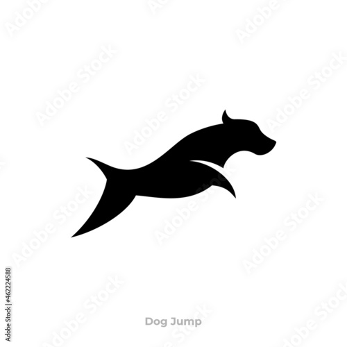 Illustration vector graphic template of dog jump silhouette logo