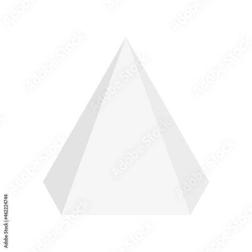 White hexagonal pyramid isometric shape. Geometric 3D symbol. Vector isolated on white