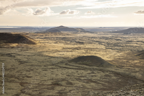Icelandic panorama view from Fagradalsfjall volcano. (ID: 462224759)