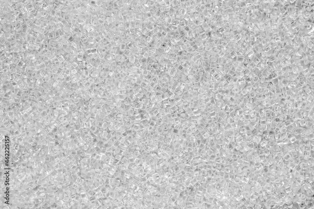 Fototapeta premium Transparent granules of polypropylene or polyamide. background. Plastics and polymers industry. 