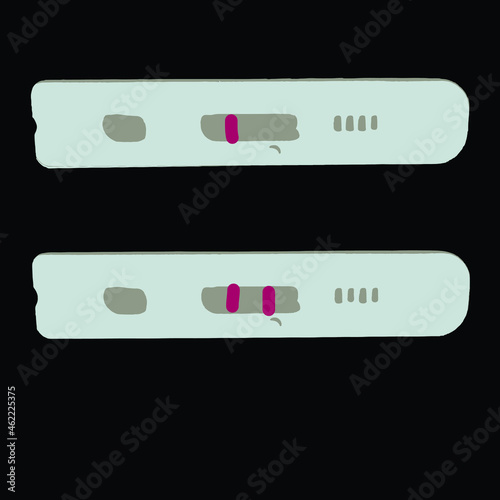 Vector illustration of test results from two types of covid test kits Both single-bar display and double-barred display