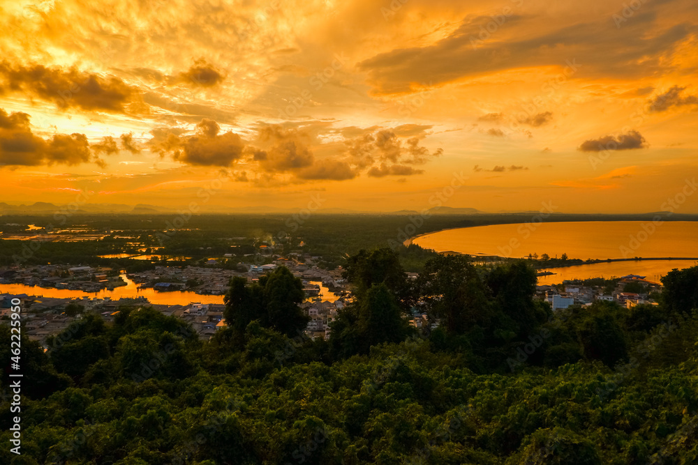 Mutsea Mountain Viewpoint in Chomphon province Thailand,sunset time