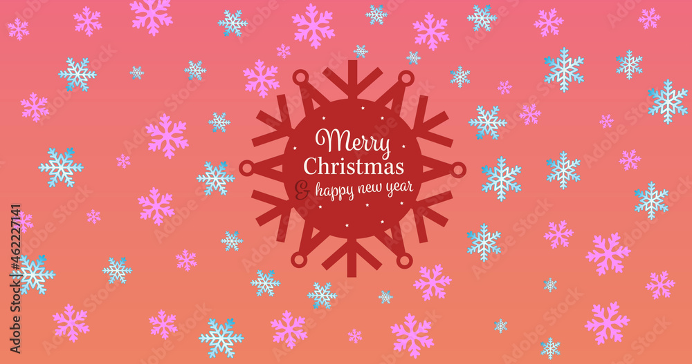 Image of merry christmas text over snow icons