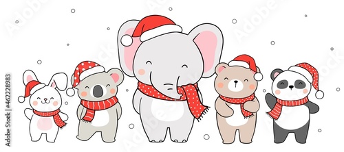 Draw banner the year of tiger for christmas and winter