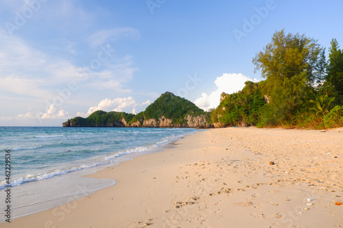 Tropical beach seaside and blue sky at Thungsang bay in Chomphon province Thailand photo