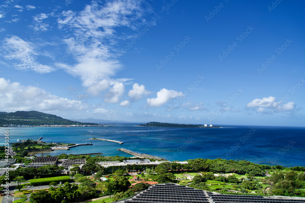 Naklejka premium The view of Sesoko island and blue ocean.