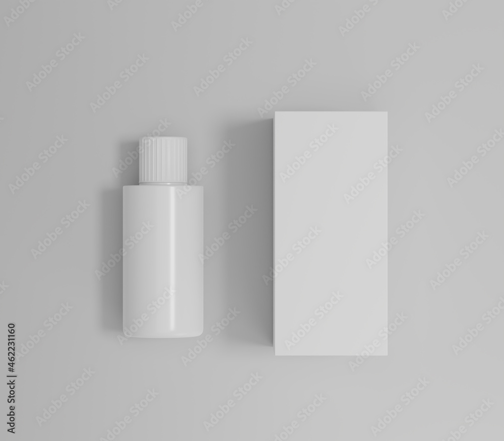 Blank white cosmetic packaging mockup, plastic container on empty background