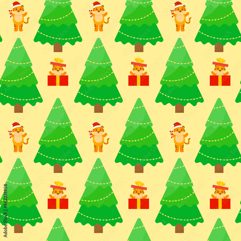 This is a seamless pattern Christmas tree on a light background. Wrapping paper. This is a seamless pattern Christmas tree on a light background. Wrapping paper.