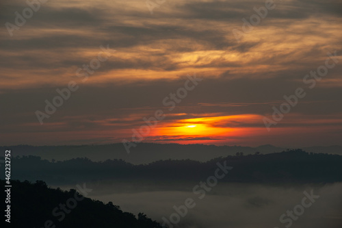 mountain range at dawn
