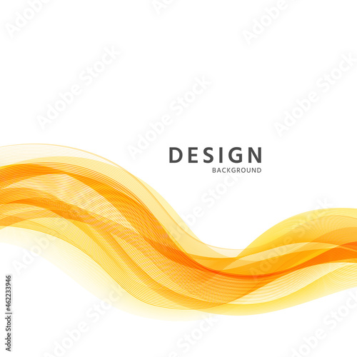 Waves background. Flyer with yellow curved lines. Abstract wavy banner. Modern geometric poster. Cover with fluid gradient on white backdrop. Wallpaper with futuristic blend. Vector illustration.
