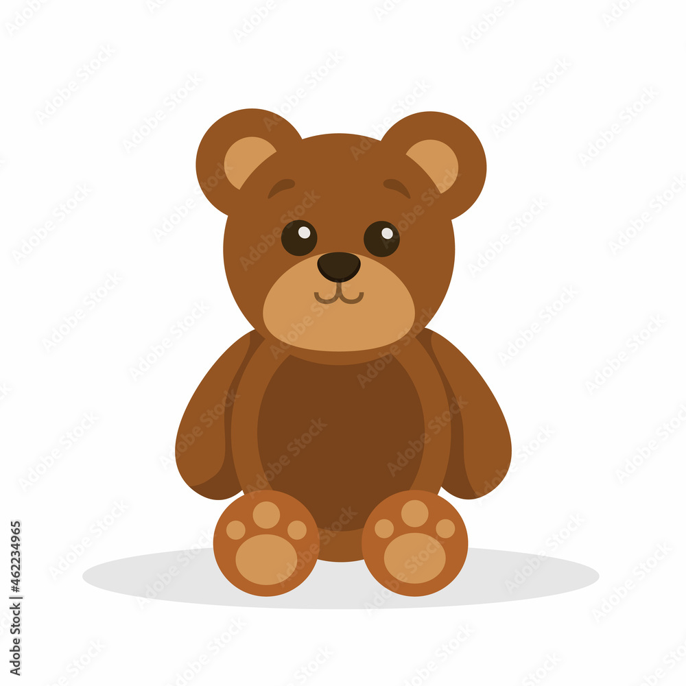Teddy bear toy isolated on white background. Cute cartoon teddy bear. Vector stock Teddy bear toy isolated on white background. Cute cartoon teddy bear. Vector stock