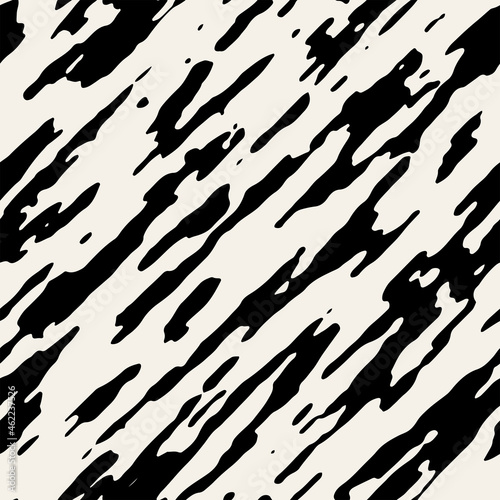 Vector seamless pattern. Abstract grunge texture with monochrome natural diagonal stains. Creative background with blots. Decorative design with marble effect.