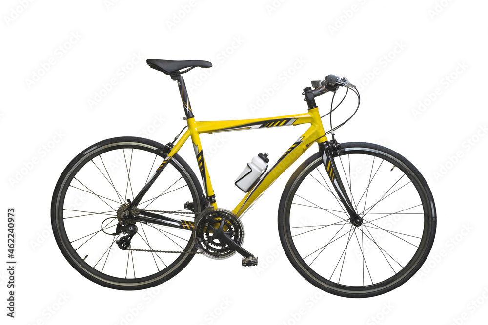 yellow racing sport road bike bicycle racer isolated on white  background..