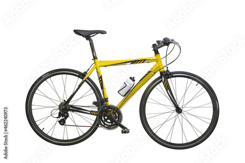 yellow racing sport road bike bicycle racer isolated on white background..