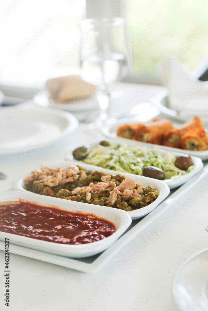 Traditional Tunisian appetizers on a table Traditional Tunisian appetizers on a table