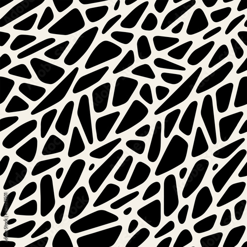 Vector seamless pattern. Repeating smooth natural grid. Monochrome organic structure. Stylish rounded blots.