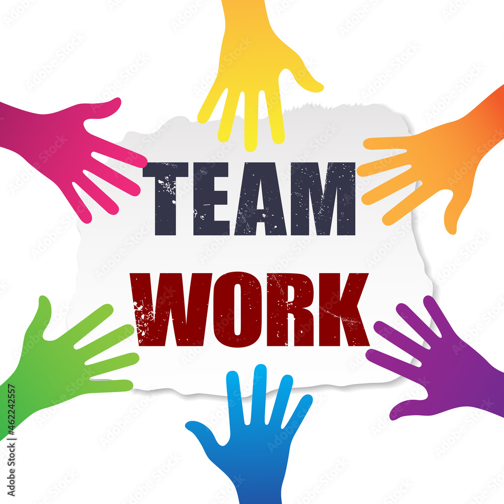 Fototapeta premium Teamwork paper banner isolated on white background. Teamwork banner for web site, marketing, app and logo. Creative business concept, vector illustration, eps 10