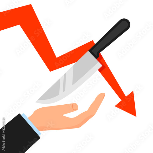 Catching falling knife stock market image. Clipart image