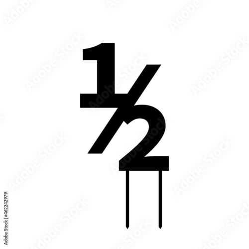 One half cake topper black template. Clipart image