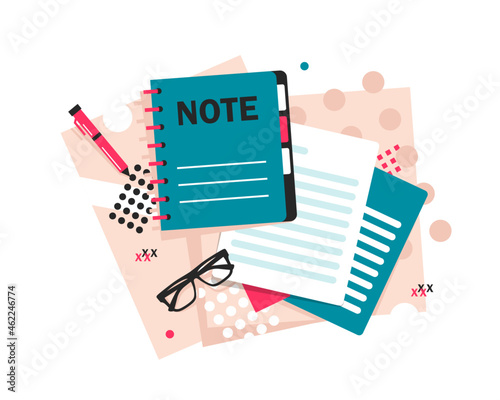take notes, Memo, symbol of taking of the notes, flat design icon vector illustration
