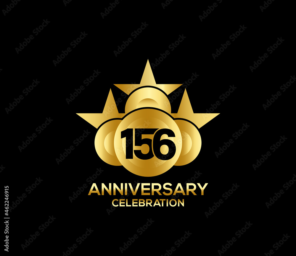 Happy Anniversary of, 156 Years, Bright Color Star Design Shape element, ceremony party Presentation Happy Anniversary of, 156 Years, Bright Color Star Design Shape element, ceremony party Presentation