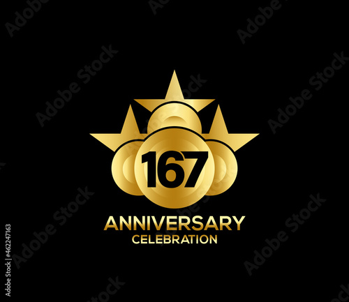 Happy Anniversary of   167 Years  Bright Color Star Design Shape element  ceremony party Presentation
