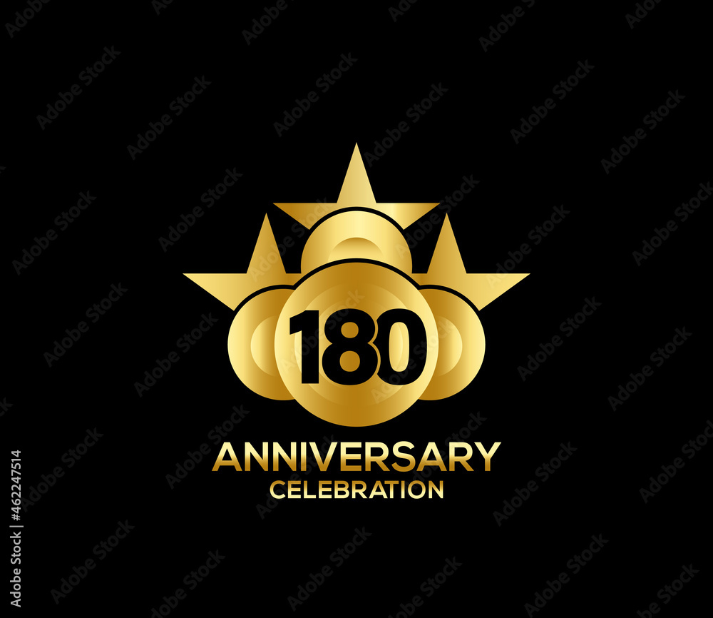 Happy Anniversary of, 180 Years, Bright Color Star Design Shape element, ceremony party Presentation Happy Anniversary of, 180 Years, Bright Color Star Design Shape element, ceremony party Presentation